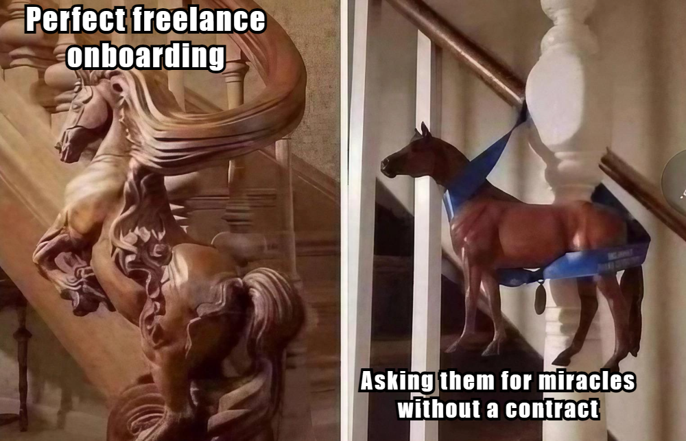 Meme über Kommunikation mit Freelancern